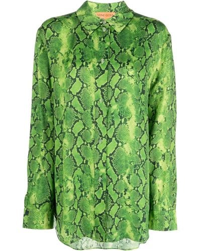 Stine Goya Camisa Sophia con estampado de piel de serpiente - Verde