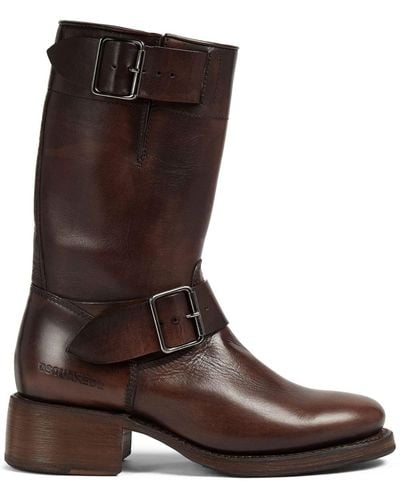DSquared² Logo-debossed Leather Boots - Brown