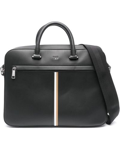 BOSS Laptoptasche mit Streifen - Schwarz