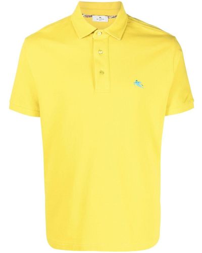 Etro Embroidered-pegaso Polo Shirt - Yellow