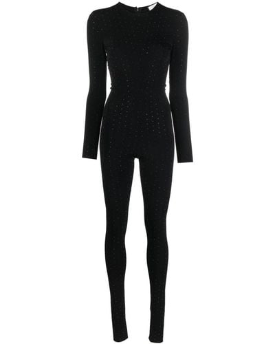 Nissa Long-sleeve Glitter-detail Jumpsuit - Black