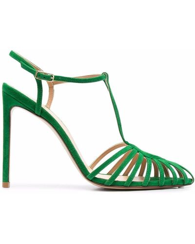 Francesco Russo Leather Heeled Court Shoes - Green