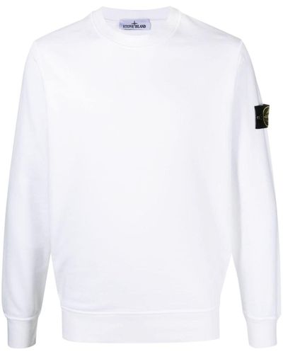 Stone Island Sweatshirt mit Logo-Patch - Weiß
