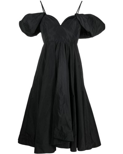 Pinko Taffeta Pleated Midi Dress - Black