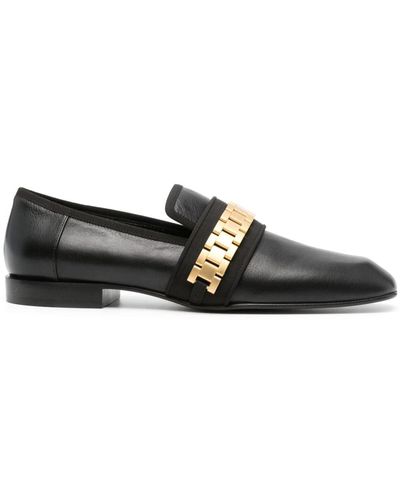 Victoria Beckham Mila Chain-link Leather Loafers - Black