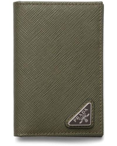 Prada Logo-plaque Saffiano Leather Wallet - Green