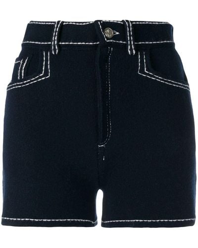 Barrie Stitch-detail Shorts - Blue