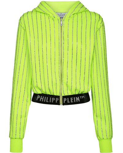 Philipp Plein Crystal-embellished Zip-up Hoodie - Green