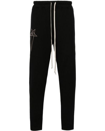 Rick Owens X Champion Motif-embroidered Cotton Track Trousers - Black