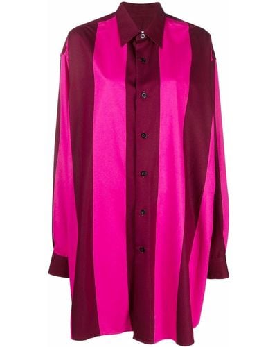 Ami Paris Vertical Stripe Shirtdress - Pink