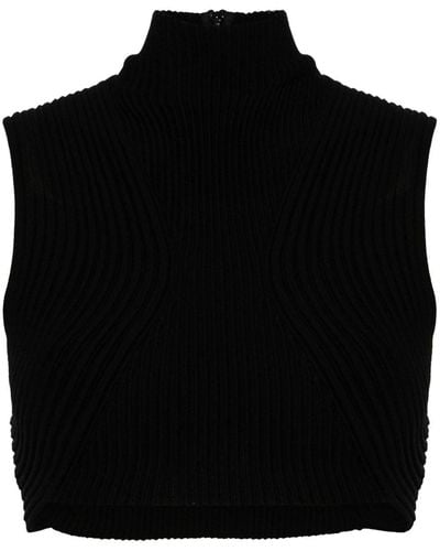 Chloé Ribbed-knit Wool Top - Women's - Wool - Black
