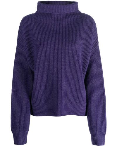 Isabel Marant Brooke Ribbed-knit Roll-neck Sweater - Blue