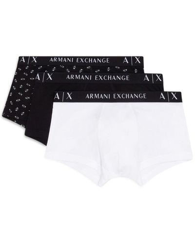 Armani Exchange Logo-waistband Cotton Boxers (pack Of Three) - Black