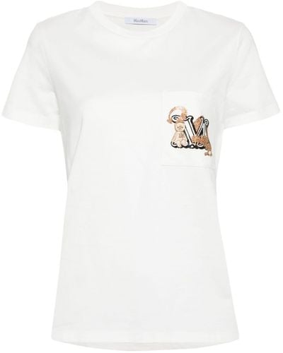 Max Mara T-Shirt mit grafischem Print - Weiß
