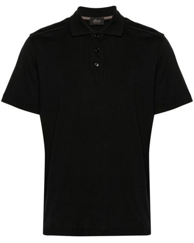 Brioni Short Sleeved Cotton Polo Shirt - Black