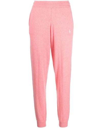 Sporty & Rich Embroidered-logo Knit Pants - Pink