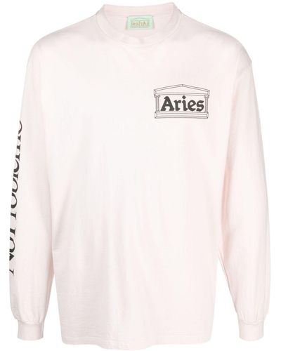 Aries Rat Long-sleeve Cotton T-shirt - Roze