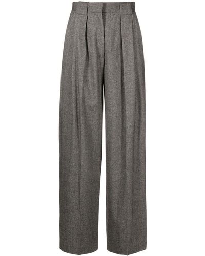 Claudie Pierlot Mélange-effect Wide-leg Pants - Gray