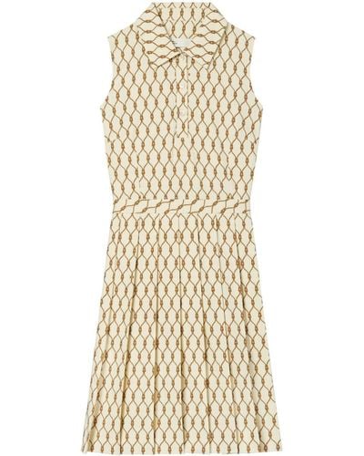Tory Burch Rope-print Pleated Minidress - Natural