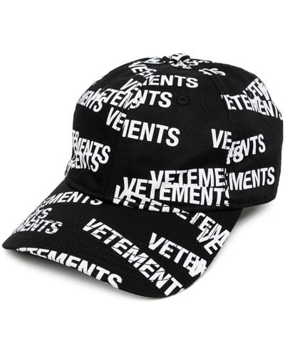 Vetements All-over Logo Print Cap - Black