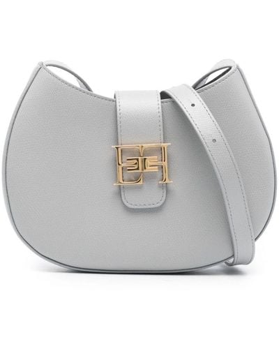 Elisabetta Franchi Medium Logo-plaque Leather Bag - Gray