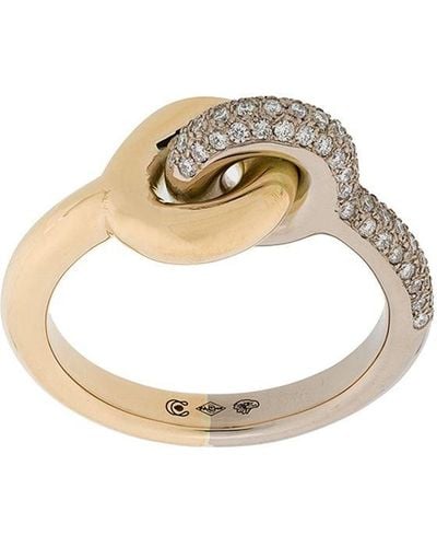 Charlotte Chesnais 18kt Yellow And White Gold Maxi Twin Pave Diamond Ring - Metallic