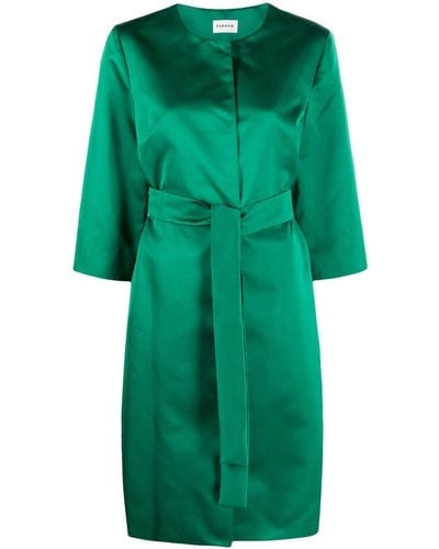 P.A.R.O.S.H. Tie-fastening Oversized Coat - Green