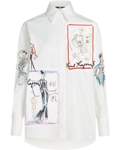 Karl Lagerfeld Chemise Archive Sketch en coton biologique - Blanc