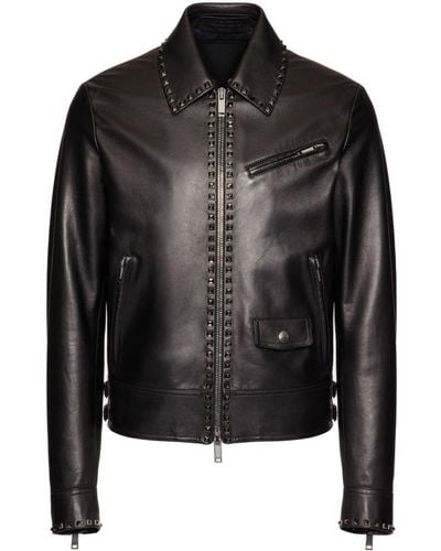 Valentino Garavani Untitled Studs Leather Jacket - Black