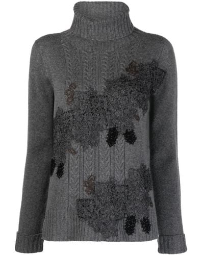 D.exterior Roll-neck Embroidered-motif Sweater - Black