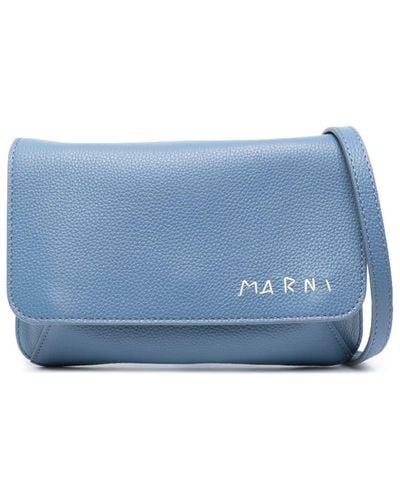 Marni Logo-embroidered Leather Belt Bag - Blue
