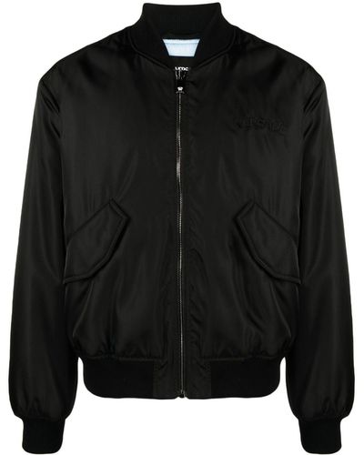 Versace Plumífero bomber con logo bordado - Negro