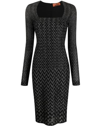 Missoni Vestido metalizado con motivo en zigzag - Negro