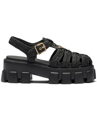 Prada Crochet Platform Sandals 55 - Black