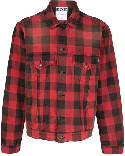 Moschino Check-pattern Cotton Shirt Jacket - Red