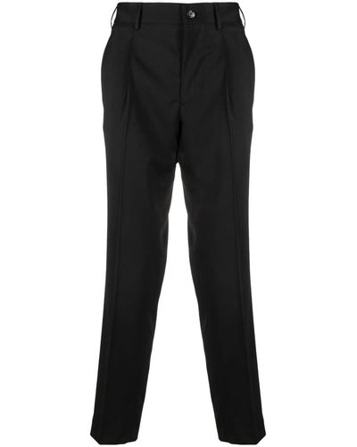 Dell'Oglio Pleat Detailing Wool Tailored Pants - Black