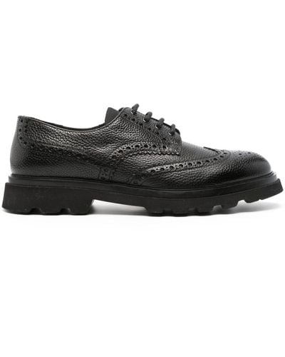 Doucal's Paneled Leather Brogues - Black