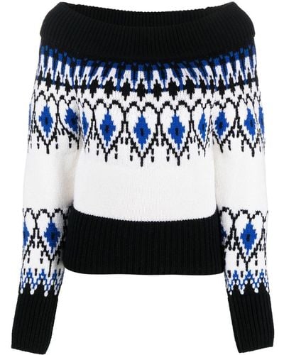 Alexander McQueen Patterned Off-shoulder Sweater - White