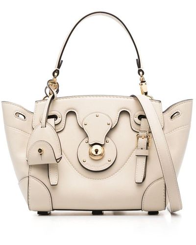 Ralph Lauren Collection Mini Soft Ricky 18 Leather Tote - White