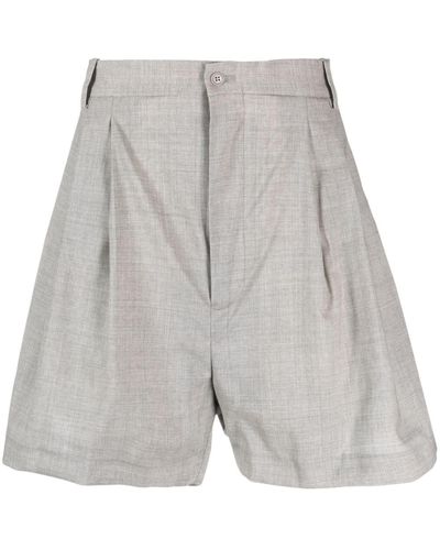 Hed Mayner Pleated Virgin Wool Shorts - Gray
