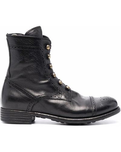 Officine Creative Off-centre Button Boots - Black