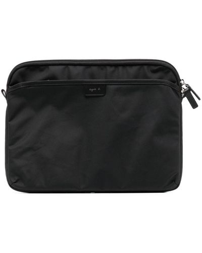 agnès b. Logo-patch Zipped Laptop Bag - Black