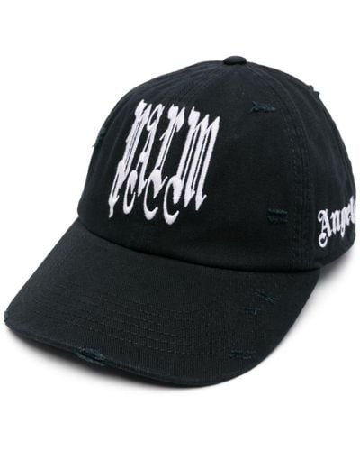 Palm Angels Logo-embroidered Cotton Cap - Black