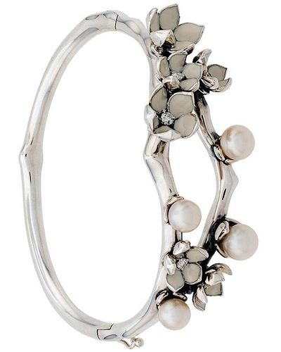 Shaun Leane Cherry Blossom Pearl And Diamond Cuff - Metallic