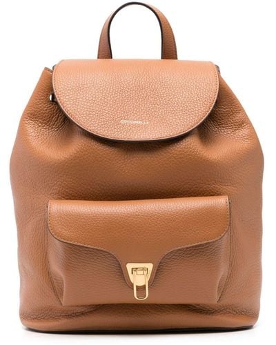 Coccinelle Beat Leather Backpack - Brown