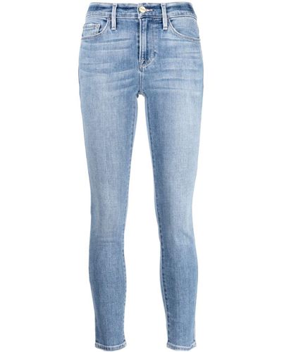 FRAME Halbhohe Skinny-Jeans - Blau