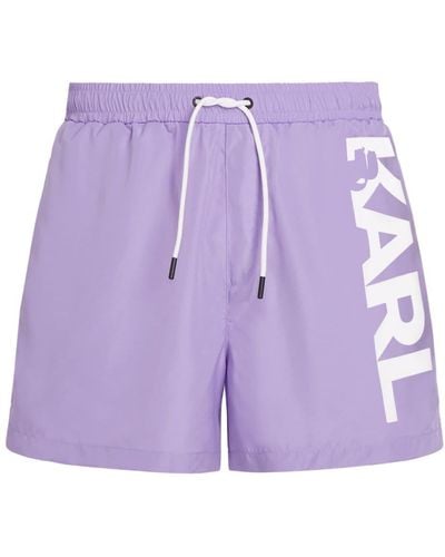 Karl Lagerfeld Logo-print Swim Shorts - Purple