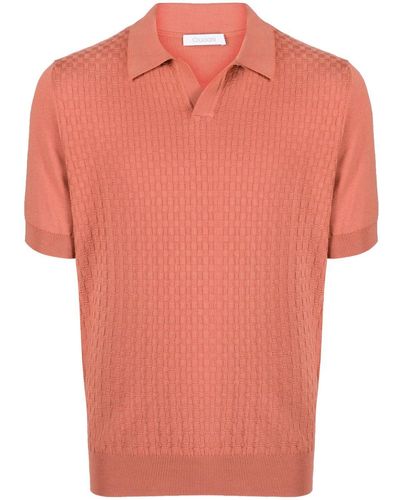 Cruciani Textured Cotton Polo Shirt - Orange