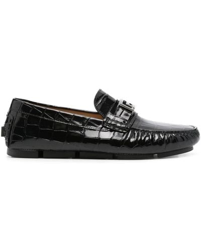 Versace Loafers Met Krokodillen-reliëf - Zwart