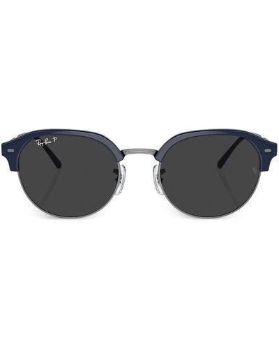 Ray-Ban Logo-print Round-frame Sunglasses - Black